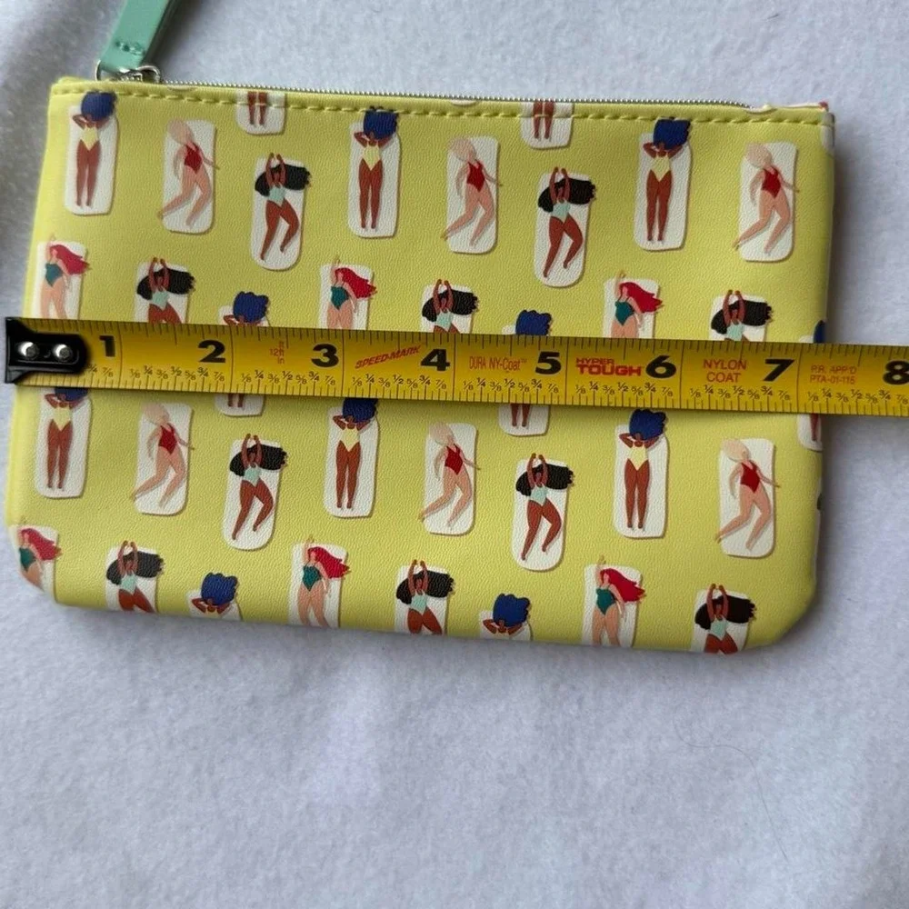 Ipsy Summer Beach Cosmetic Bag Yellow Swimsuit Print Makeup Pouch Travel Case